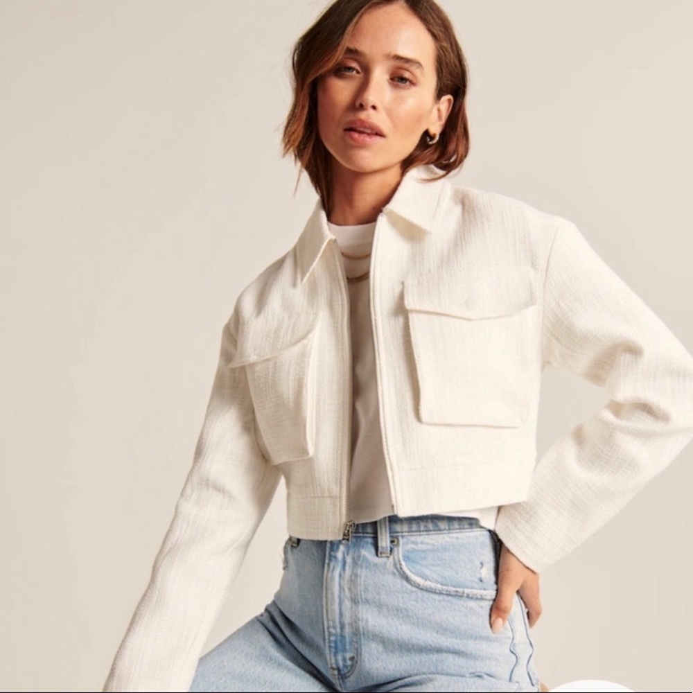 Abercrombie and Fitch Cropped Tweed Shirt Jacket S